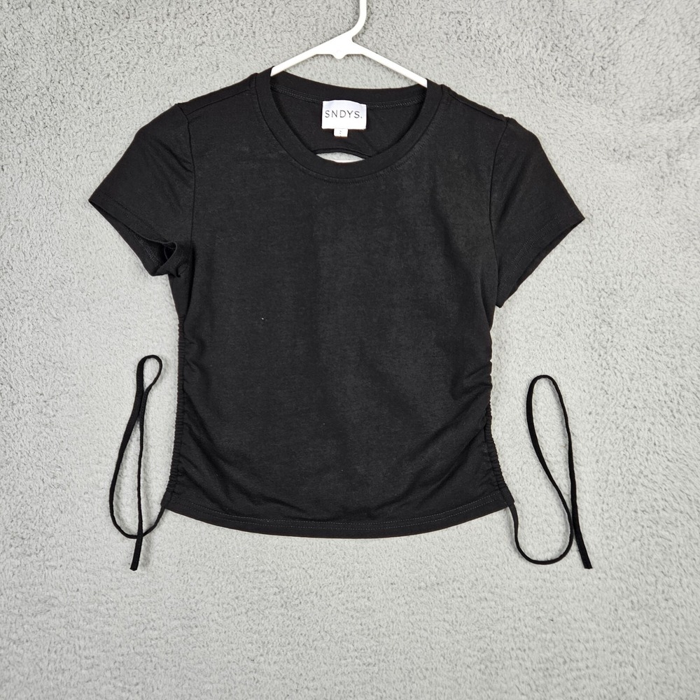 SNDYS Women's black cropped Round Neck short sleeve tee Size S